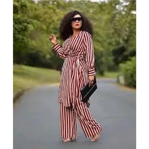 Zara Woman Burgundy Cream Striped Longline Wrap‎ Tunic Top XS thumbnail 13