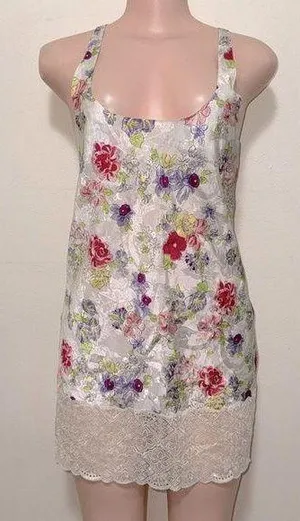 Victoria’s Secret Vintage Gold Label Floral lingerie dress Size SMall lace trim thumbnail 1