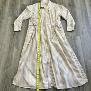 Universal Threads Striped Maxi Dress Women's Size XL NEW Tan White Cotton Pockets thumbnail 6