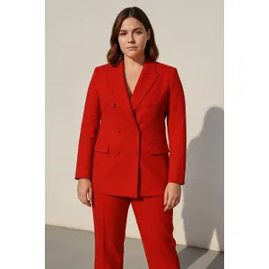 ZARA Red Double Breasted Tailored Blazer Size Small thumbnail 10