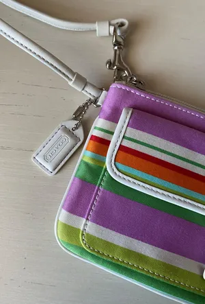 Coach Vintage striped multicolor leather trim wristlet wallet thumbnail 3