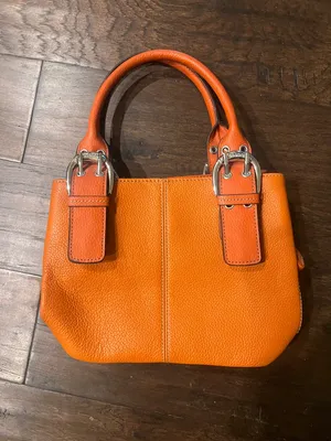 Tignanello Vibrant Orange Pebbled Leather Bag thumbnail 6
