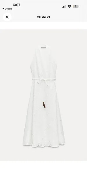 Zara White One-Shoulder Eyelet Midi Dress thumbnail 4