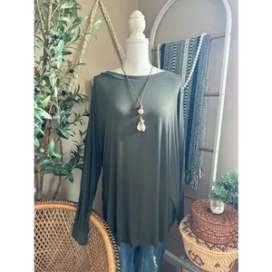 Free People Shimmy Shake Tunic Top Army Green Ribbed Open Back Boho thumbnail 3