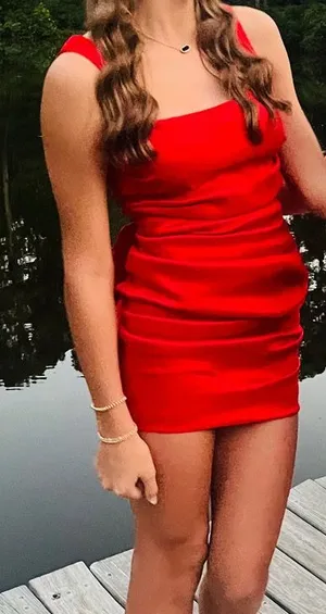 Allison and Kelly hoco red dress thumbnail 1
