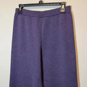 Eileen Fisher Purple 100% Merino Wool Knit Straight Leg Pants Small thumbnail 5