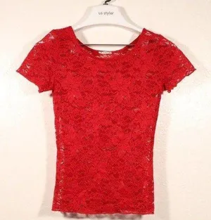 Free People NWOT Red Lace Top XS thumbnail 1