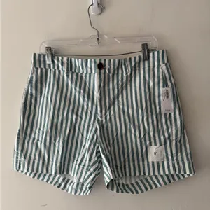 NEW!! Old‎ Navy Everyday Shorts 5” Inseam Green and White Stripe thumbnail 2