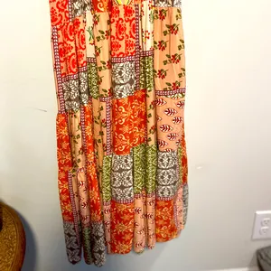 Abel the Label Bohemian Multicolor Patchwork Smocked Maxi Dress with Tie Straps thumbnail 3