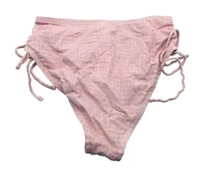 Sea Angel Bikini Bottoms High Rise Ruched Tie Sides Textured Pink M thumbnail 4