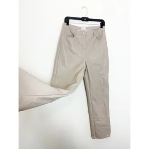 Aritzia Wilfred The Melina Taupe Vegan Leather Straight Leg Pants Size 8 thumbnail 12