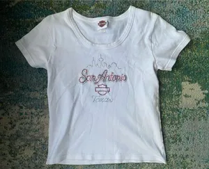 Harley-Davidson San Antonio Texas cityscape crystal jeweled t-shirt, size large thumbnail 1