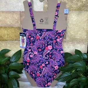 NEW Lands’ End Paisley Floral One Piece UPF 50 Adjustable Straps Swimsuit, XS thumbnail 6