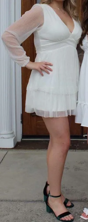Francesca’s Shimmer Dress White Size L thumbnail 4