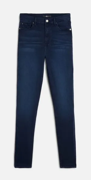 7 For All Mankind Womens High Rise Skinny Jeans Dark Indigo‎ Blue Size 28 thumbnail 1
