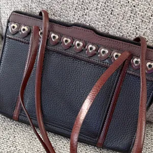Black Leather Brighton Jagger Purse Silver Heart Details Great Condition Y2K VTG thumbnail 6
