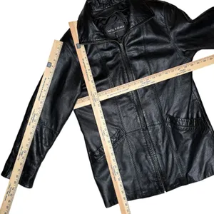 Wilson's Leather Genuine Leather Women's Blazer Jacket Size XS Black Pockets Long Length thumbnail 7