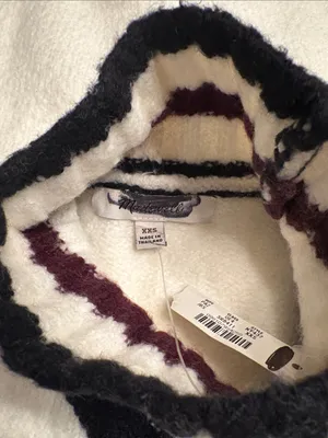 Madewell Ribbed-Trim Mockneck Sweater jet black stripe super soft Size XXS NWT thumbnail 7