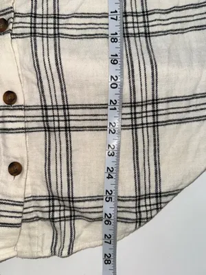 Maurices Cabin Plaid Boyfriend Button Down Shirt White Black Oversized thumbnail 10