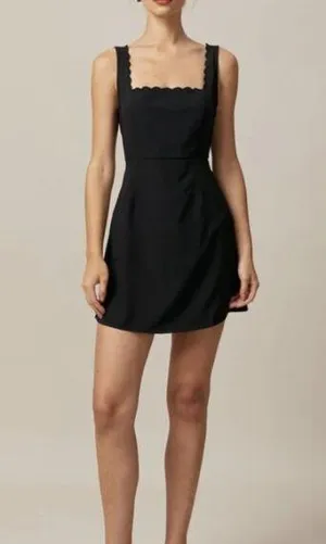 RIHOAS The Black Square Neck Scalloped Mini Dress 22 thumbnail 1