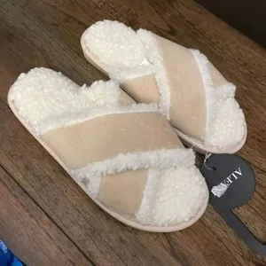 Alfani Crossband Faux Fur & Sherpa Slippers thumbnail 3