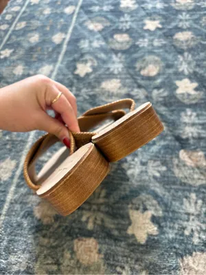 Mila Paoli Raffia Crossover Wood Platform Slide Sandal Size 8/8.5 thumbnail 5
