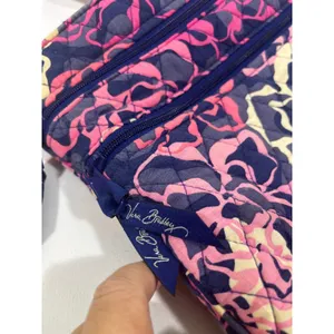 Vera Bradley‎ Crossbody Bag Quilted Floral Zipper Pockets Boho Navy Pink 11x11" thumbnail 3