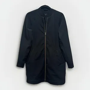 Garnet Hill‎ Size XS Black Longline Bomber Full Zip Jacket Water-Resistant Coat thumbnail 3