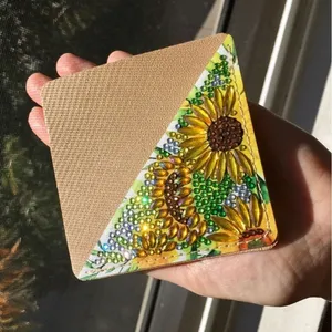 Diamond Art SUNFLOWERS 03 Corner Bookmark, Colorful, Sparkly, Bling, Gold, Brown thumbnail 5