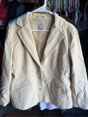 L.L. Bean Women's Light Cream Corduroy Blazer 14Petite Vtg thumbnail 1