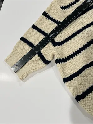 NEW Vero Moda Vmazing VNeck Pullover Cream & Navy Stripe Knit Crop Sweater sz XL thumbnail 6
