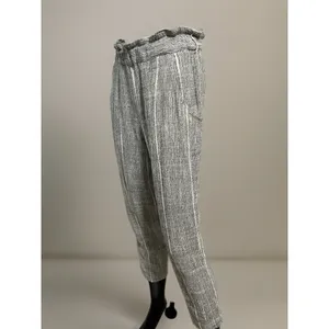 Free People Cotton Blend Light Weight‎ Gray Striped Cropped Pants Size 0 thumbnail 2