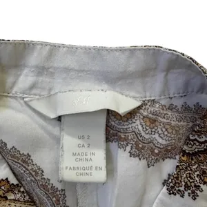 H&M Women Paisley Hi-Low Maxi Dress White Brown Boho Short Sleeve Size 2 | 0116 thumbnail 3