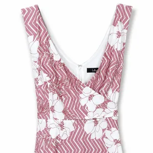 NEW Lulus Dusty Pink White Floral Faux Wrap Mini Fit & Flare V-Neck Dress Medium thumbnail 4