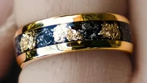 Women’s Luxury Stainless Steel Meteorite Stone 8mm Polished Band Size 7 thumbnail 1
