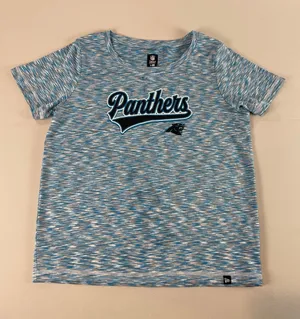 New Era NFL Team Apparel Womens Blue Heather Carolina Panthers Tee Shirt Size M thumbnail 1