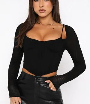 NWT White‎ Fox Treat Me Well Long Sleeve Bustier Black Sz XS thumbnail 1