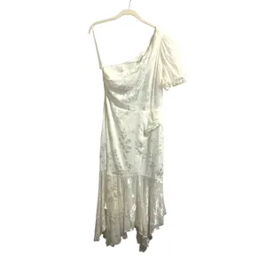 NWT ASTR the Label Santorini Midi Dress in White One Shoulder Flowy Chiffon sz M thumbnail 4