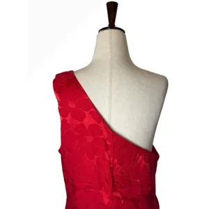 Lulus Chasing Desire Satin Jacquard Maxi Dress Women XL‎ Red Floral One Shoulder thumbnail 7