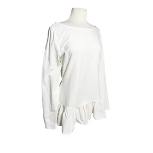 ANTHROPOLOGIE MAEVE Women’s White Long Sleeve Ruffle Hem Knit Top thumbnail 4