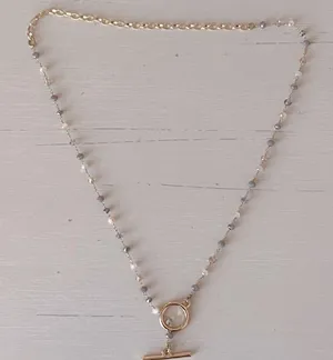 NWOT gold toned beaded chain and toggle necklace thumbnail 1