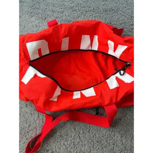 Victoria's Secret PINK Red canvas Duffel Bag Weekend Travel Gym Bag Logo thumbnail 3