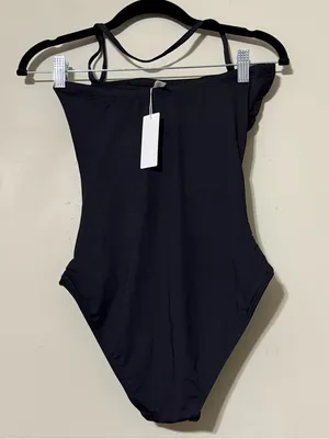HOLIPICK size XS one piece black swimsuit padded adjustable & removable strap thumbnail 2