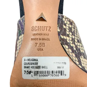Schutz Heliconia Iridescent Snake Embossed Leather Crystal Trim Mule Heels 7.5 thumbnail 7