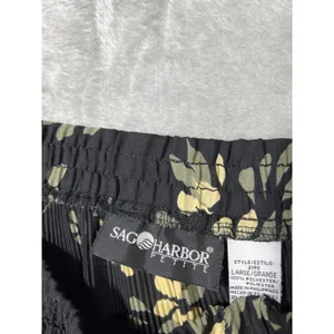 SAG HARBOR Black Floral Pleated Midi Skirt Sheer Overlay Petite Large Whimisgoth thumbnail 4