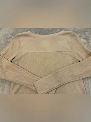 Hollister Women's Cream Waffle-Knit Long Sleeve Top Size XSMALL thumbnail 5