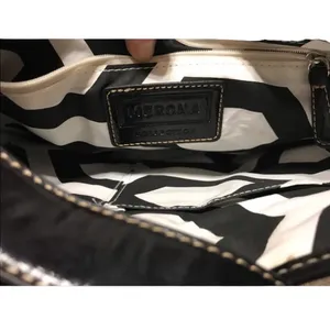 MERONA black womens shoulder bag w/zebra interior thumbnail 4