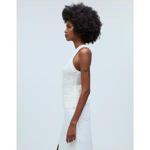 Madewell Crochet Knit Crewneck Sweater Tank Cotton Vest Bright Ivory XS NWT thumbnail 4