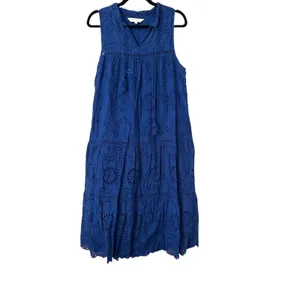 APRICOT Tassel Broderie Midi Dress Blue Sz‎ 8 thumbnail 2