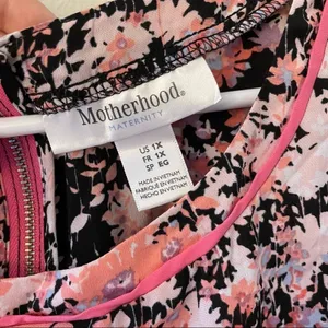 Motherhood Maternity pink floral top ruched vintage single‎ stitch women’s shirt thumbnail 3